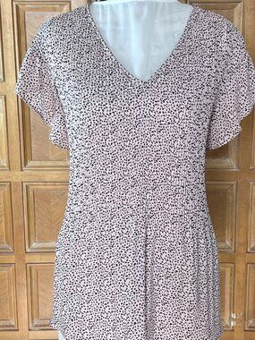 Adrianna Papell Womens Flutter Sleeve Slightly Pleated Mid V Neck Medium Pink